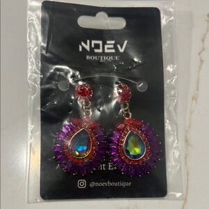 Red and Purple Teardrop Earrings